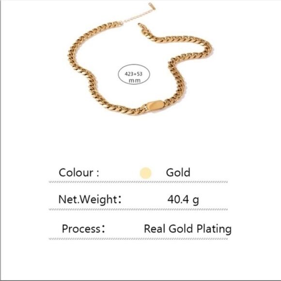 #10 NEW 18k Gold Plated Curb Chain Link Necklace - Picture 3 of 7